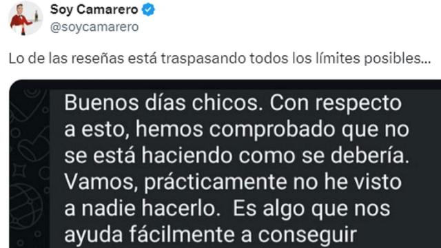 El comienzo del post. / X (@soycamarero) El comienzo del post.