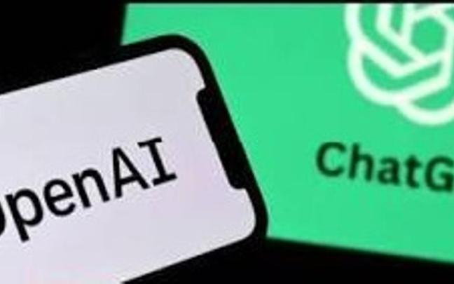 Logos de Open AI y ChatGPT en una pantalla