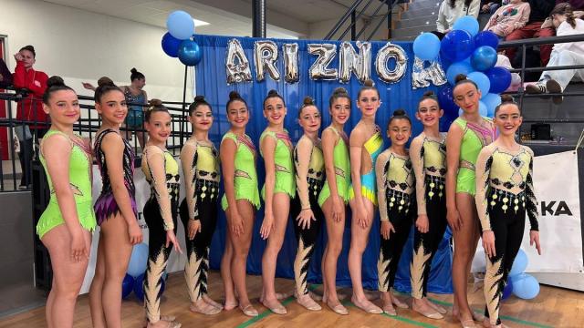 Las gimnastias de la categoría infantil tuvieron una buena actuación en Bergara.