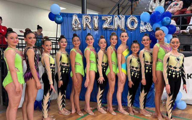 Las gimnastias de la categoría infantil tuvieron una buena actuación en Bergara.