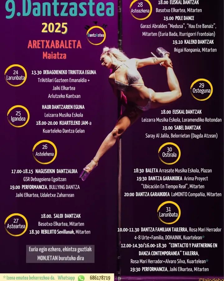 Cartel que anuncia la programación de la novena edición de Dantzastea.