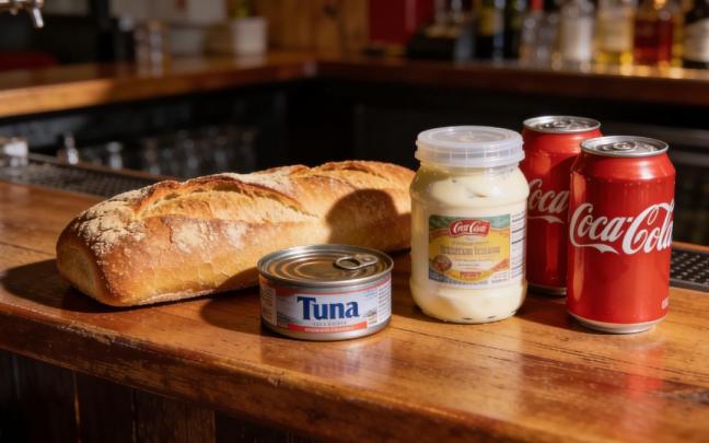 Comida y bebida similar a la que consumió el ladrón.