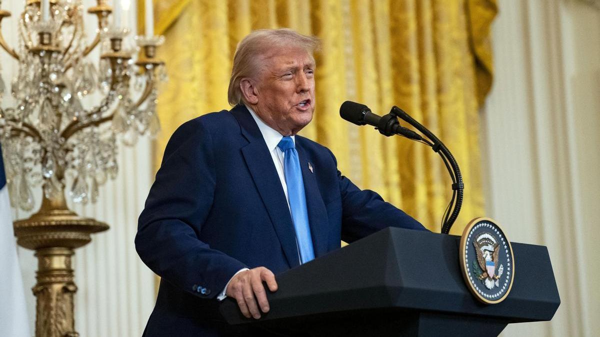 El presidente de Estados Unidos, Donald Trump, durante su intervención.