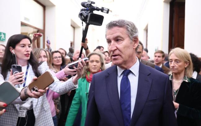 Feijóo, a su salida del Congreso de los Diputados.
