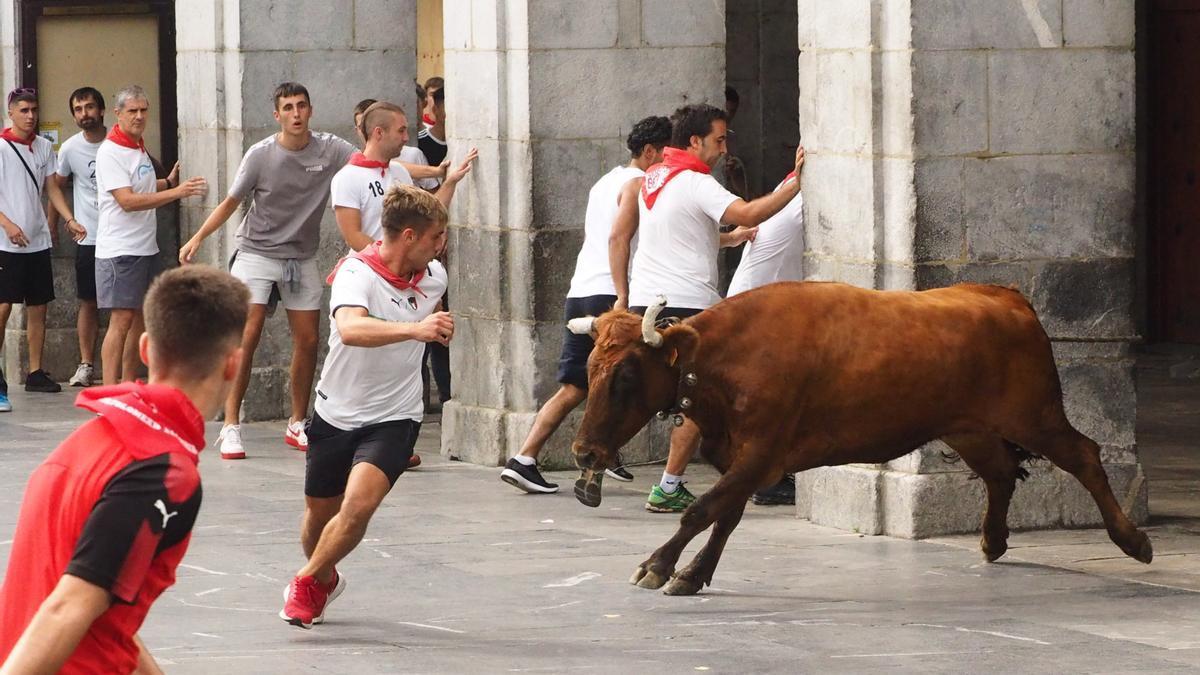 Sokamuturra en las fiestas de San Bartolomé en Elgoibar, una de las localidades vecinas a Eibar que mantiene este festejo en su programa