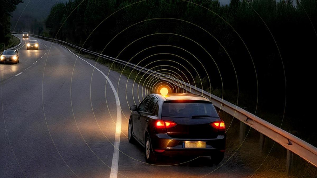 Representación de una baliza en un coche.