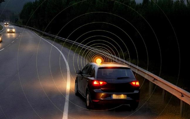 Representación de una baliza en un coche.