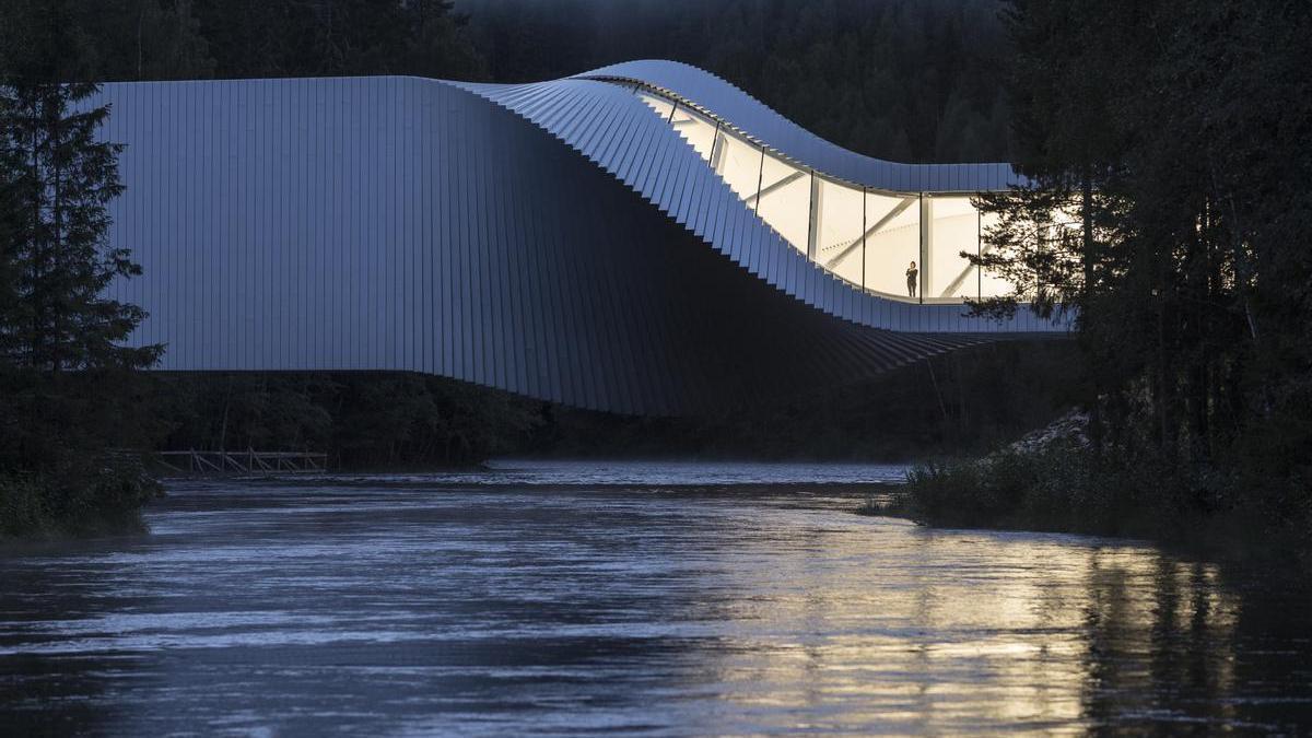 El exterior de Kistefos Museum, un icono de arquitectura.