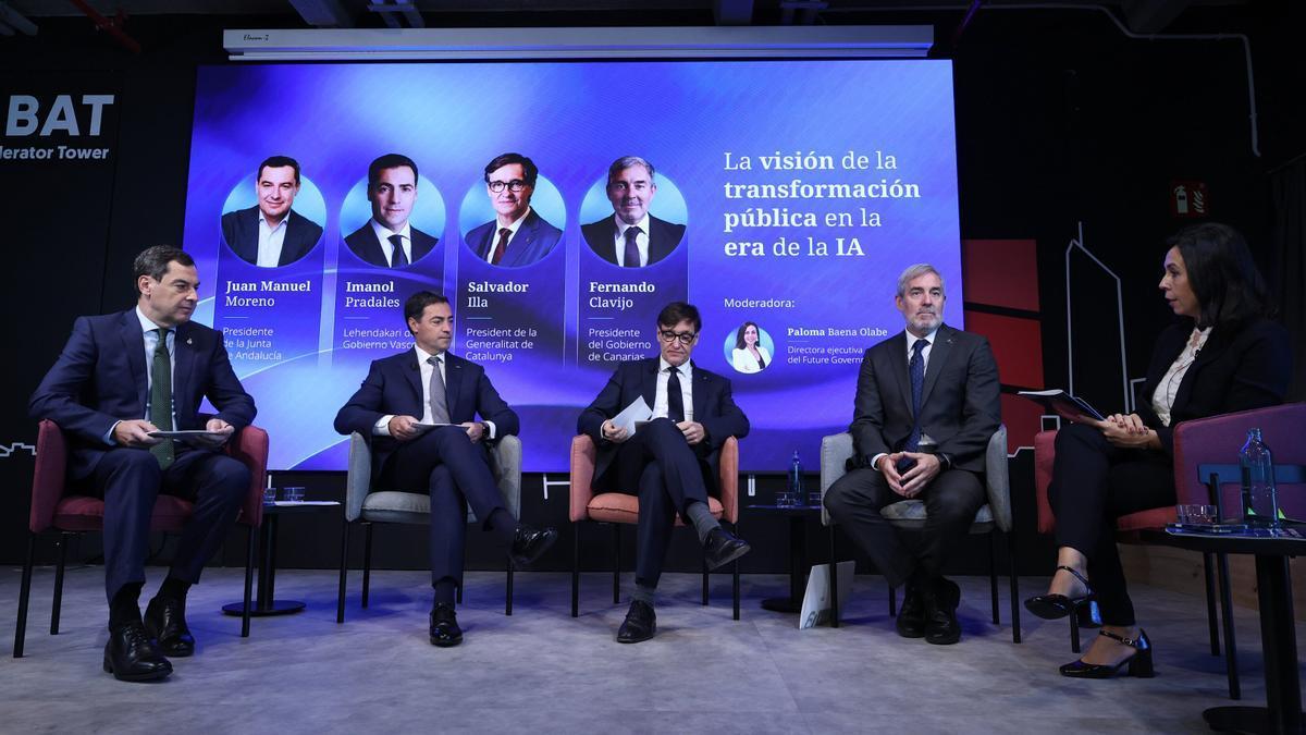 Mesa redonda del lehendakari Pradales, y los presidentes de Andalucía, Catalunya y Canarias.