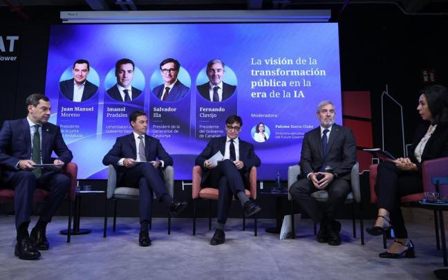 Mesa redonda del lehendakari Pradales, y los presidentes de Andalucía, Catalunya y Canarias.