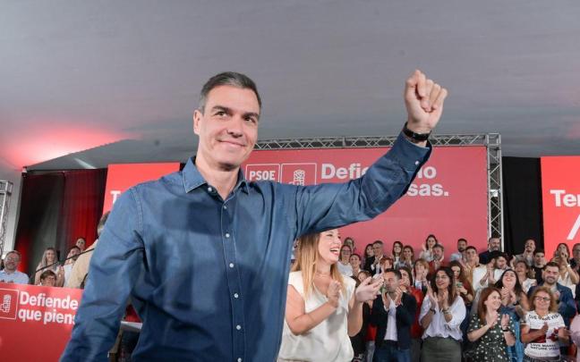El presidente español, Pedro Sánchez, en un acto de campaña del PSOE.