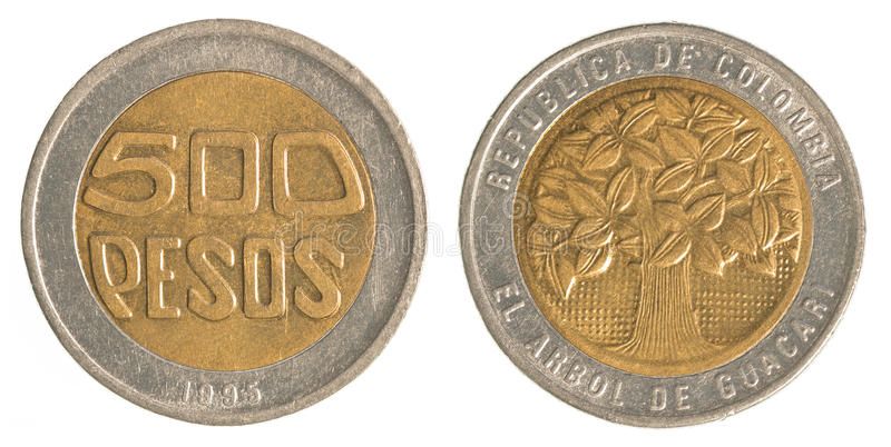 Moneda de 500 pesos colombianos.