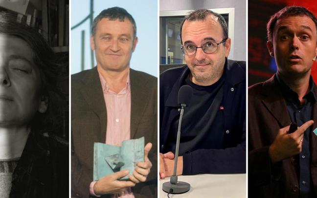 Eli Tolaretxipi, Matias Mujika, Jon Gerediaga y Mikel Ayestaran, de izquierda a derecha, en imágenes de archivo.