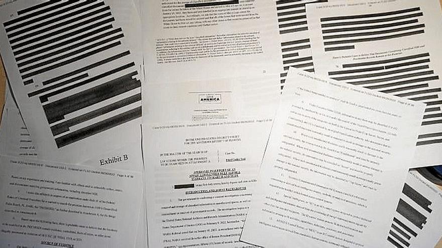 Documentos clasificados encontrados en la residencia de Trump. | FOTO: EP