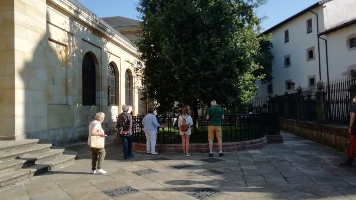 Turistas visitan el Árbol de Gernika en la Casa de Juntas de Gernika