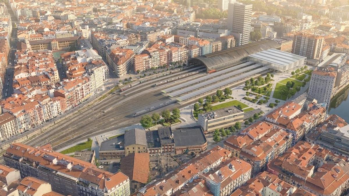 Así será la estación provisional para la llegada del TAV a Bilbao. Adif