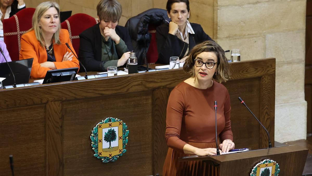 a diputada general, Elixabete Etxanobe, en su intervención este miércoles en el pleno de las Juntas Generales Pankra Nieto