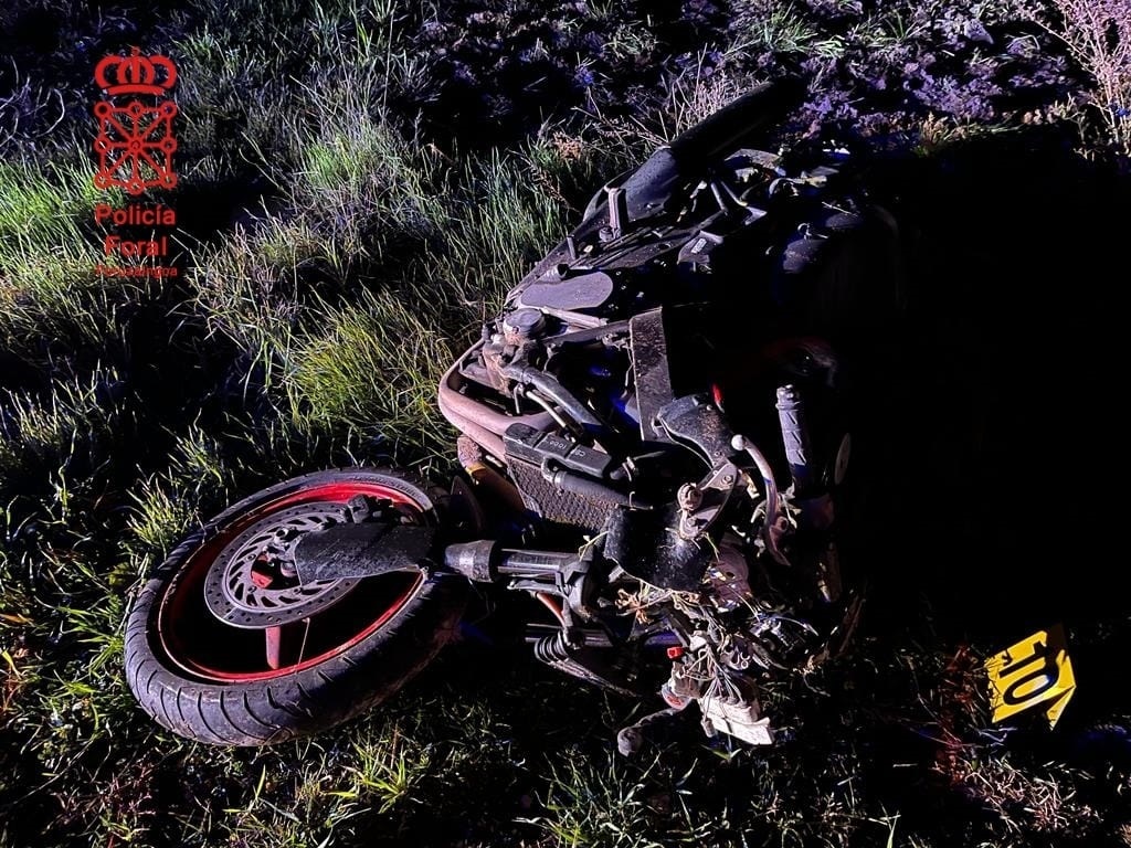 Moto implicada en el accidente. Foto: Policía Foral