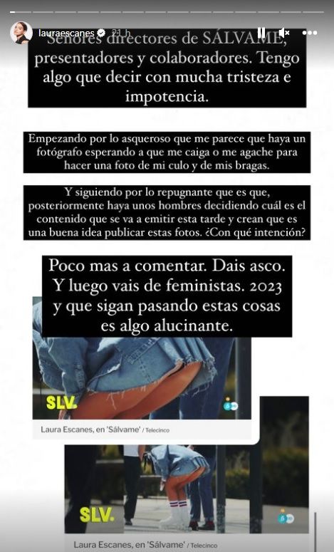 La primera de las 'stories' que publicó.