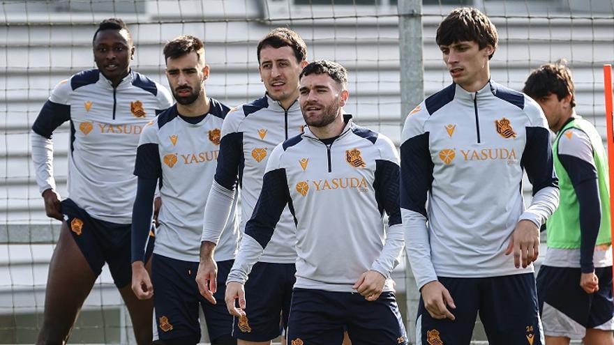 Instante de un entrenamiento en las instalaciones de Zubieta. / REAL SOCIEDAD