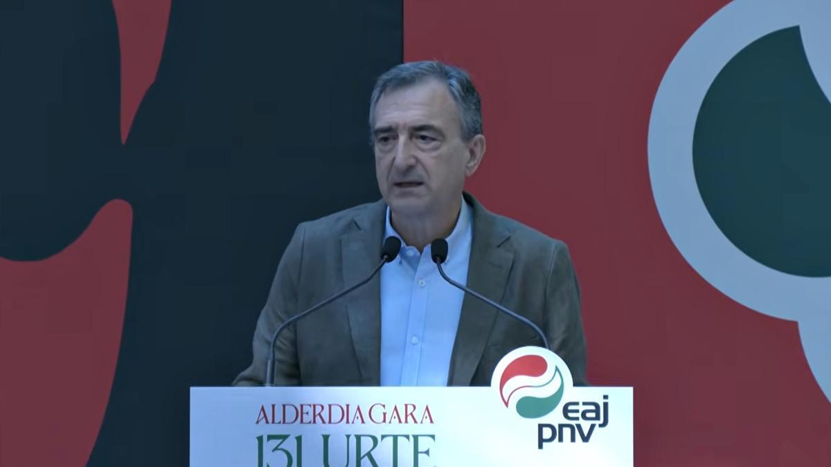 Aitor Esteban, durante su intervención esta tarde en el acto conmemorativo del 131 aniversario de EAJ-PNV