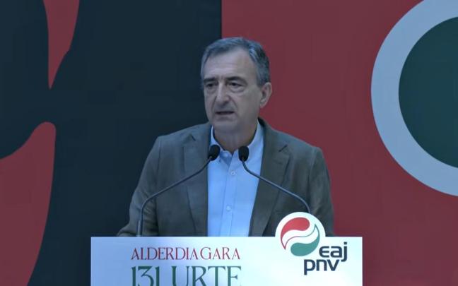 Aitor Esteban, durante su intervención esta tarde en el acto conmemorativo del 131 aniversario de EAJ-PNV