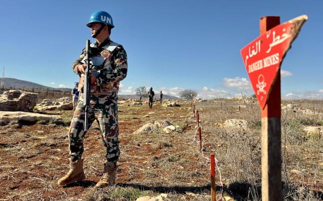 Imagen de archivo de un casco azul en Líbano.