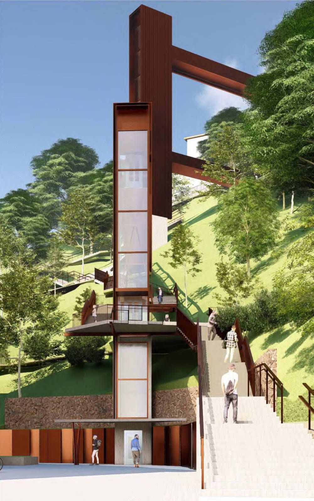 Recreación de los ascensores entre Pontika e Igantzi