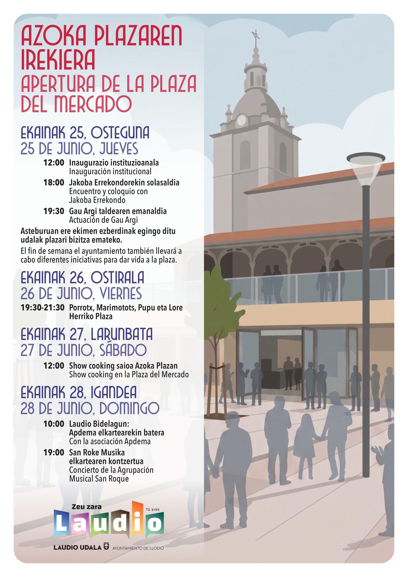 Programa de la inauguración de la Azoka Plaza de Laudio