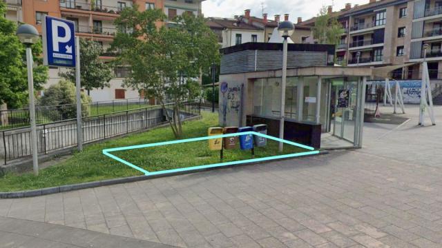 Marcado en verde el espacio donde se ubicará el baño público en Kalegoiena.