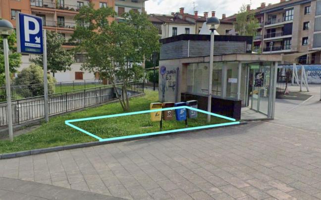 Marcado en verde el espacio donde se ubicará el baño público en Kalegoiena.