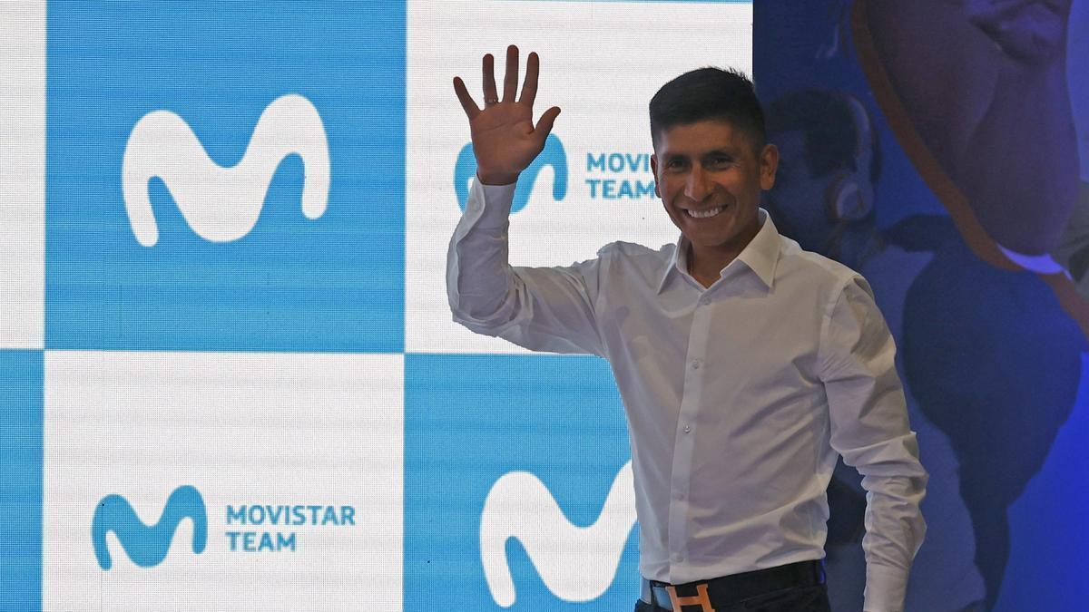 El ciclista colombiano Nairo Quintana, en su encuentro con la prensa.