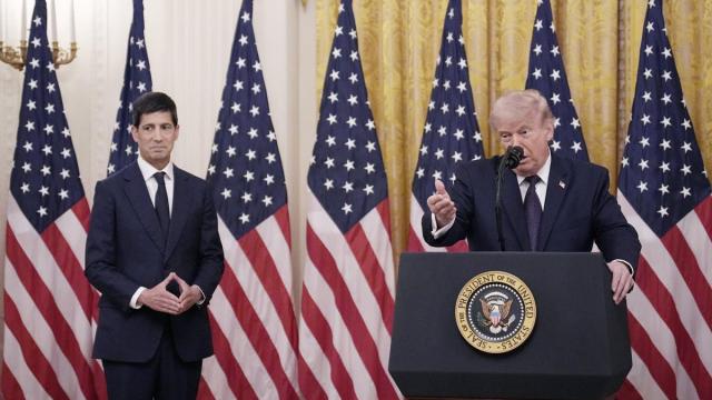 El presidente de Estados Unidos, Donald Trump, durante la ceremonia de toma de posesión del nuevo presidente de la Reserva Federal, Kevin Warsh.