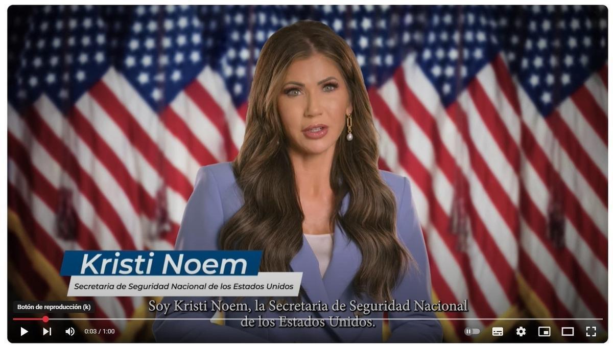 La secretaria de Seguridad Nacional de Estados Unidos, Kristi Noem.