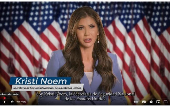 La secretaria de Seguridad Nacional de Estados Unidos, Kristi Noem.