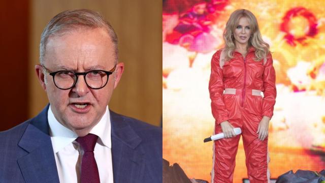Kylie Minogue y el primer ministro australiano, Anthony Albanese.