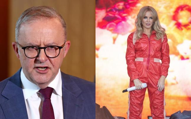 Kylie Minogue y el primer ministro australiano, Anthony Albanese.