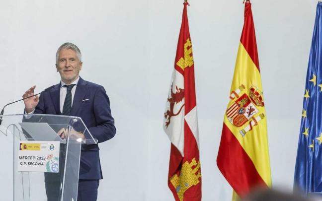 El ministro del Interior, Fernando Grande-Marlaska, durante su intervención en los actos de celebración de La Merced en Segovia.