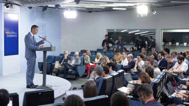 El presidente del Gobierno, Pedro Sánchez, durante una rueda de prensa posterior al Consejo de Ministros, en el Palacio de la Moncloa.