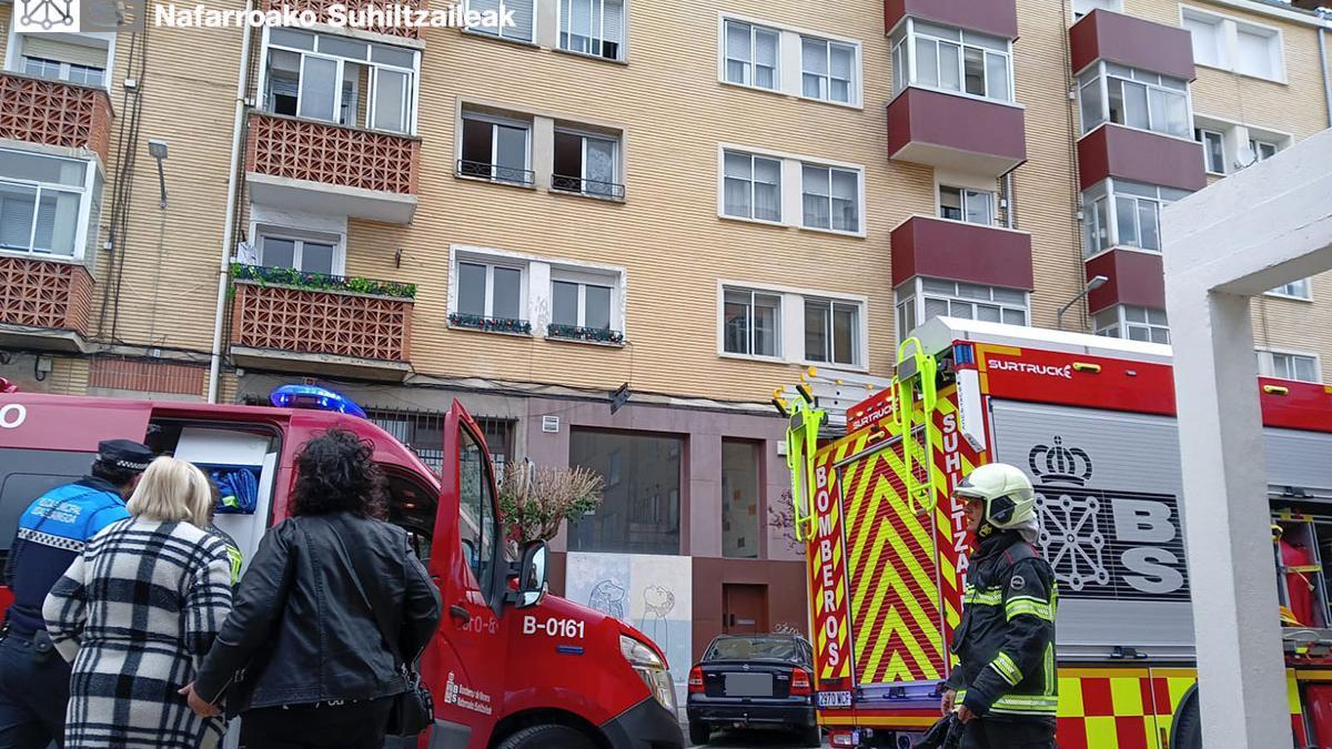 Edificio de viviendas en Berriozar sonde se produjo el incendio