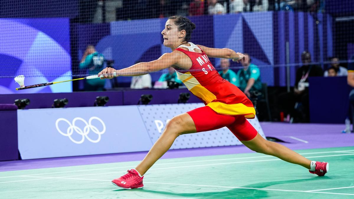 Carolina Marín, en acción en los Juegos Olímpicos.