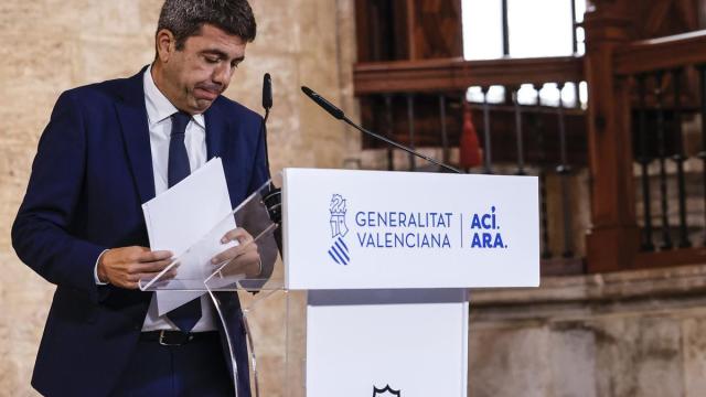 El expresident de la Generalitat valenciana Carlos Mazón tras anunciar su dimisión.