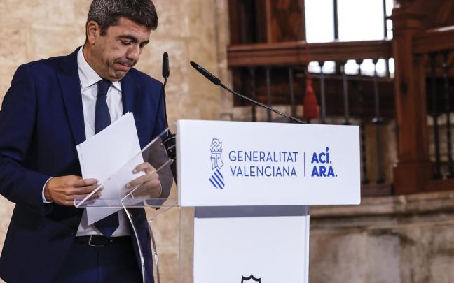 El expresident de la Generalitat valenciana Carlos Mazón tras anunciar su dimisión.