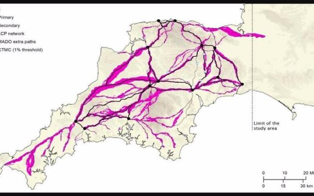 Mapa de la red de calzadas
