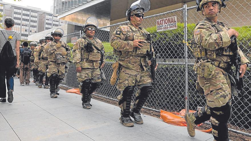 Tropas de la Guardia Nacional en Los Ángeles (California) en una imagen de archivo.