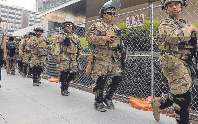 Tropas de la Guardia Nacional en Los Ángeles (California) en una imagen de archivo.