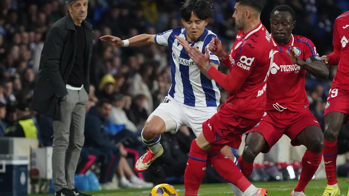 Take Kubo, ante el Getafe. / RUBEN PLAZA