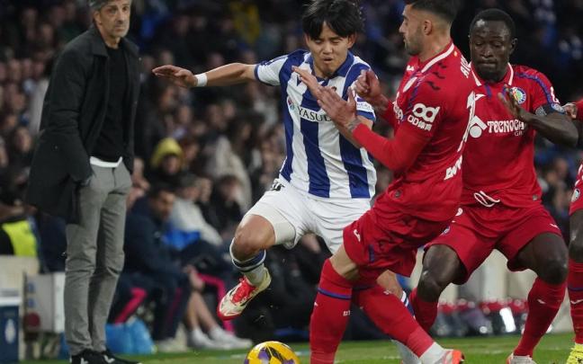 Take Kubo, ante el Getafe. / RUBEN PLAZA