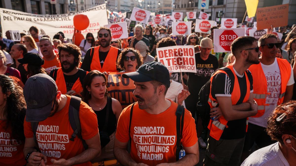 Una vista de la manifestación en apoyo a Maricarmen por las calles de Madrid