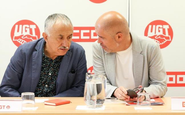 Los secretarios generales de CCOO y UGT, Unai Sordo y Pepe Álvarez. Los secretarios generales de CCOO y UGT, Unai Sordo y Pepe Álvarez.